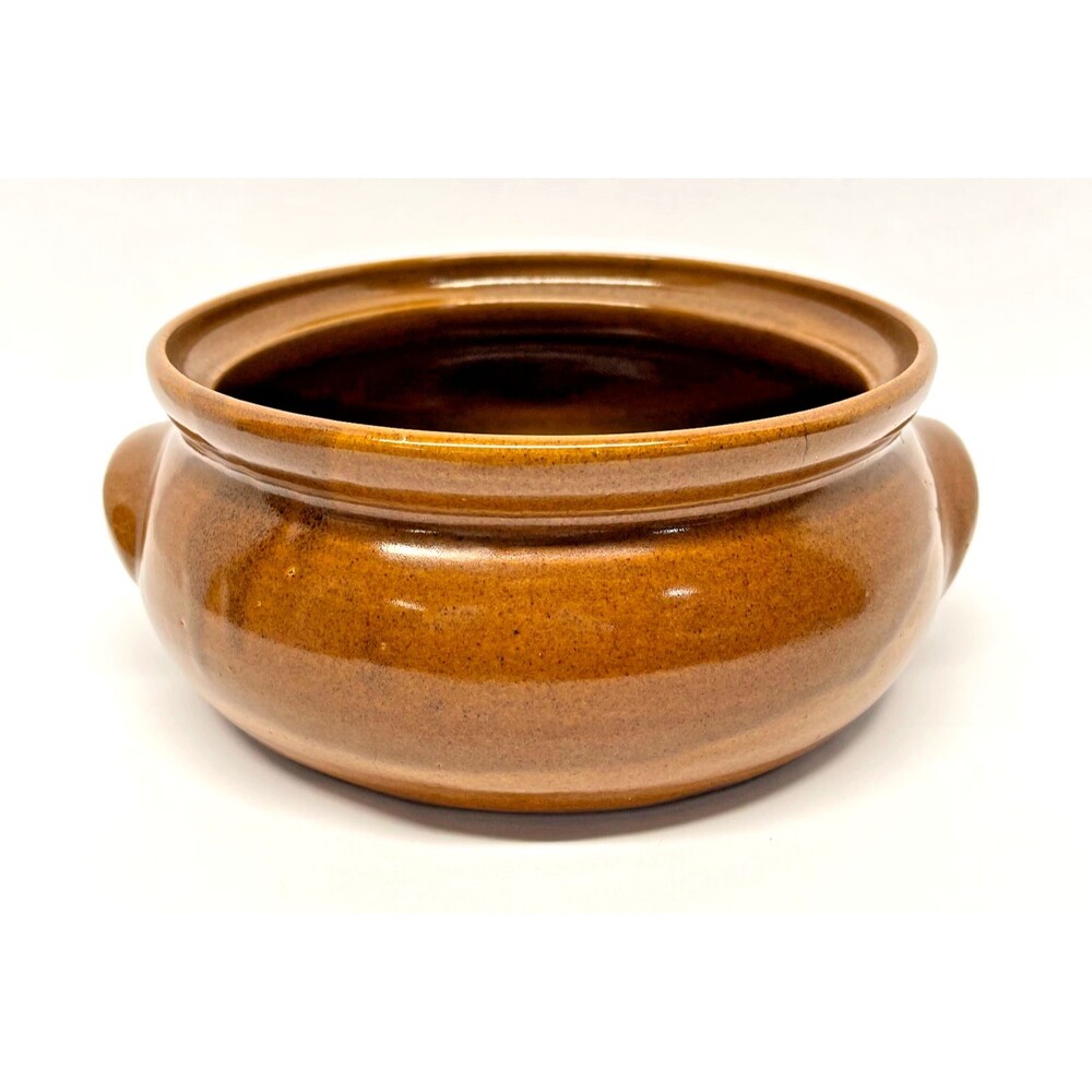 Vintage Bybee Pottery 2 Handle Serving Brown Glazed Bowl 8.5” Kentucky Stoneware